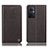 Leather Case Stands Flip Cover Holder H21P for Oppo Reno7 Lite 5G Brown