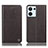 Leather Case Stands Flip Cover Holder H21P for Oppo Reno8 5G Brown
