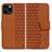 Leather Case Stands Flip Cover Holder HF1 for Apple iPhone 14 Pro Max Brown