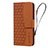 Leather Case Stands Flip Cover Holder HF2 for Apple iPhone 14 Brown