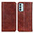 Leather Case Stands Flip Cover Holder K01Z for Samsung Galaxy M13 4G Brown
