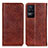 Leather Case Stands Flip Cover Holder K01Z for Xiaomi Poco F4 5G Brown