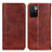 Leather Case Stands Flip Cover Holder K01Z for Xiaomi Redmi 10 (2022) Brown