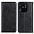 Leather Case Stands Flip Cover Holder K01Z for Xiaomi Redmi 10 India Black