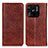 Leather Case Stands Flip Cover Holder K01Z for Xiaomi Redmi 10 India Brown