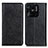 Leather Case Stands Flip Cover Holder K01Z for Xiaomi Redmi 10 Power Black