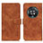 Leather Case Stands Flip Cover Holder K03Z for Huawei Honor Magic4 5G Brown