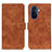 Leather Case Stands Flip Cover Holder K03Z for Huawei Nova Y70 Plus Brown