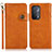 Leather Case Stands Flip Cover Holder K03Z for OnePlus Nord N200 5G Brown