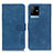 Leather Case Stands Flip Cover Holder K03Z for Vivo iQOO Z6x Blue