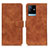 Leather Case Stands Flip Cover Holder K03Z for Vivo iQOO Z6x Brown