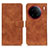 Leather Case Stands Flip Cover Holder K03Z for Vivo X90 Pro+ Plus 5G Brown