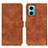 Leather Case Stands Flip Cover Holder K03Z for Xiaomi Redmi 10 5G Brown