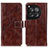Leather Case Stands Flip Cover Holder K04Z for OnePlus Ace 3 5G Brown