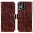 Leather Case Stands Flip Cover Holder K04Z for Oppo F21s Pro 4G Brown