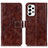 Leather Case Stands Flip Cover Holder K04Z for Samsung Galaxy A23 5G Brown