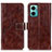 Leather Case Stands Flip Cover Holder K04Z for Xiaomi Redmi 10 5G Brown