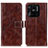 Leather Case Stands Flip Cover Holder K04Z for Xiaomi Redmi 10C 4G Brown