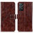 Leather Case Stands Flip Cover Holder K04Z for Xiaomi Redmi Note 11 Pro 4G Brown