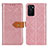 Leather Case Stands Flip Cover Holder K05Z for Oppo A55S 5G Pink