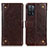 Leather Case Stands Flip Cover Holder K06Z for Oppo A53s 5G Brown