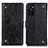 Leather Case Stands Flip Cover Holder K06Z for Oppo A55S 5G Black