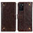Leather Case Stands Flip Cover Holder K06Z for Oppo A55S 5G Brown
