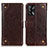 Leather Case Stands Flip Cover Holder K06Z for Oppo A95 4G Brown