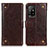 Leather Case Stands Flip Cover Holder K06Z for Oppo F19 Pro+ Plus 5G Brown