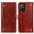 Leather Case Stands Flip Cover Holder K06Z for Oppo F19 Pro+ Plus 5G Light Brown