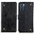 Leather Case Stands Flip Cover Holder K06Z for Oppo Reno6 5G Black