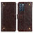 Leather Case Stands Flip Cover Holder K06Z for Oppo Reno6 5G Brown