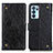 Leather Case Stands Flip Cover Holder K06Z for Oppo Reno6 Pro 5G India Black