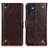 Leather Case Stands Flip Cover Holder K06Z for Oppo Reno7 5G Brown