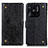 Leather Case Stands Flip Cover Holder K06Z for Xiaomi Redmi 10C 4G Black