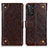 Leather Case Stands Flip Cover Holder K06Z for Xiaomi Redmi Note 11 4G (2022) Brown