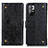 Leather Case Stands Flip Cover Holder K06Z for Xiaomi Redmi Note 11S 5G Black