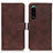 Leather Case Stands Flip Cover Holder K07Z for Sony Xperia 5 III Brown