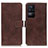 Leather Case Stands Flip Cover Holder K07Z for Xiaomi Poco F4 5G Brown