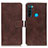 Leather Case Stands Flip Cover Holder K07Z for Xiaomi Redmi Note 8 (2021) Brown