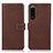 Leather Case Stands Flip Cover Holder K08Z for Sony Xperia 5 III Brown