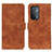 Leather Case Stands Flip Cover Holder K09Z for OnePlus Nord N200 5G Brown