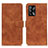 Leather Case Stands Flip Cover Holder K09Z for Oppo A95 4G Brown