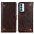 Leather Case Stands Flip Cover Holder KZ06 for Samsung Galaxy F23 5G Brown