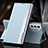Leather Case Stands Flip Cover Holder L01 for Samsung Galaxy S21 Plus 5G Mint Blue