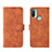 Leather Case Stands Flip Cover Holder L01Z for Motorola Moto E30 Brown