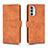 Leather Case Stands Flip Cover Holder L01Z for Motorola Moto G52j 5G Brown