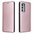 Leather Case Stands Flip Cover Holder L02Z for Motorola Moto Edge 20 5G Rose Gold