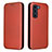 Leather Case Stands Flip Cover Holder L02Z for Motorola Moto G200 5G Brown