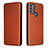 Leather Case Stands Flip Cover Holder L02Z for Motorola Moto G50 Brown